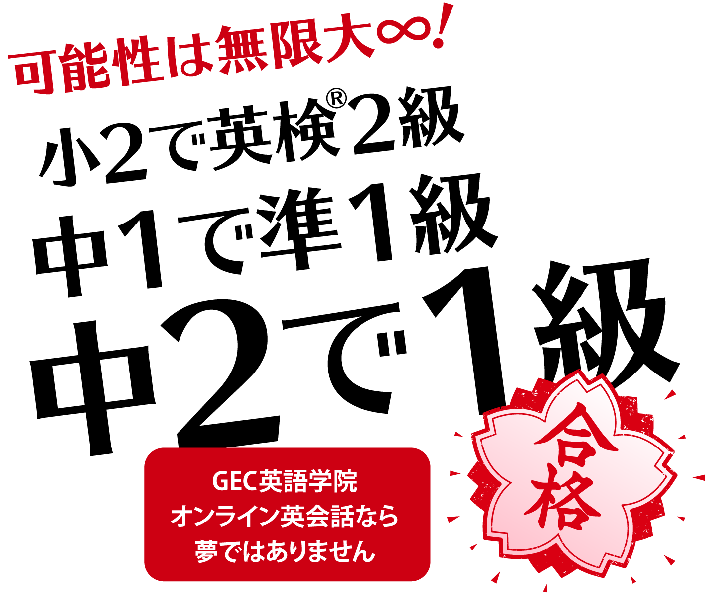 小2で英検2級、中1で準1級、中2で1級合格！GEC英語学院 オンライン英会話なら、夢ではありません